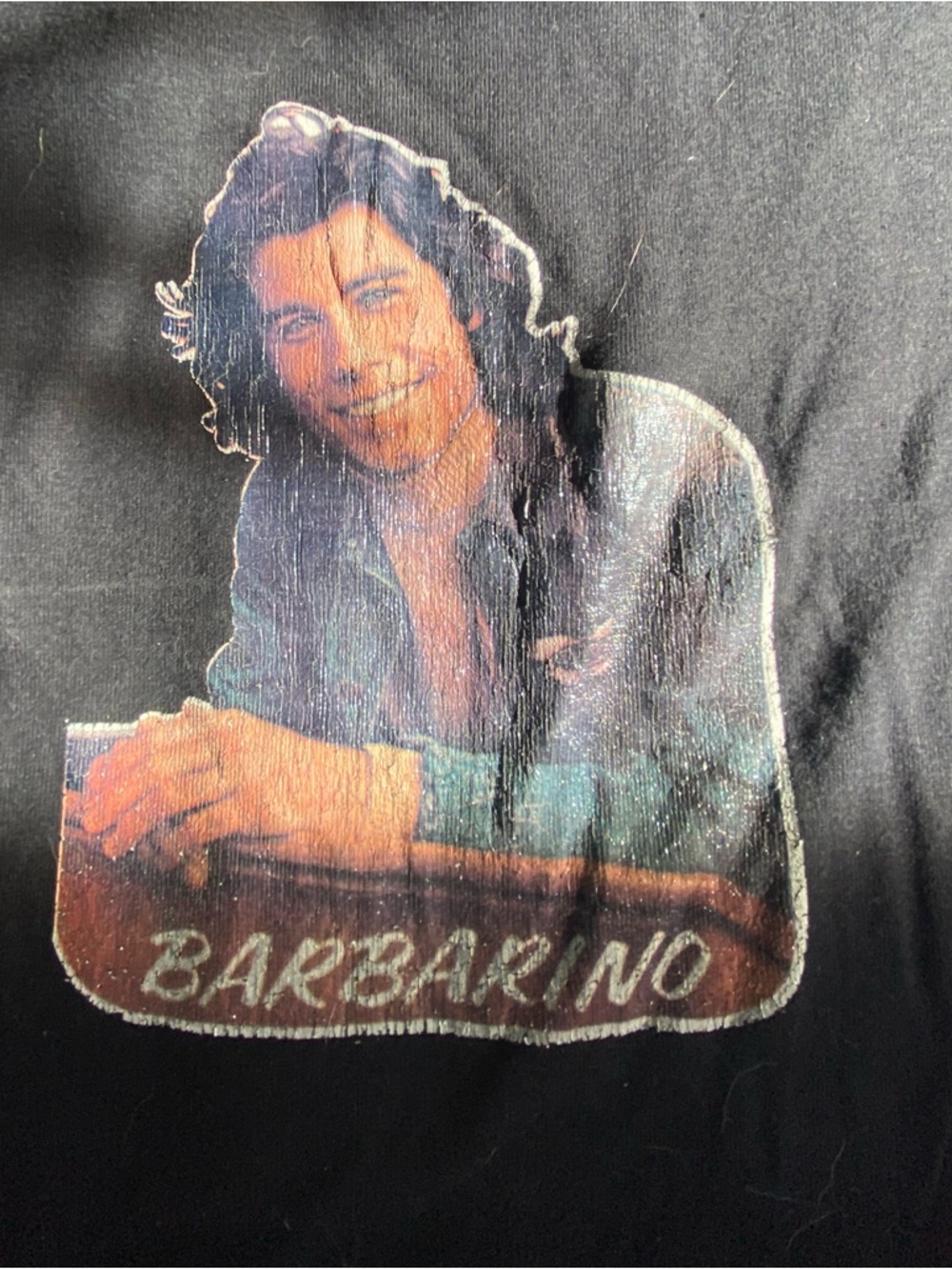 Vintage 'Barbarino' Print 90s does 70s retro-style black short sleeve tee shirt
